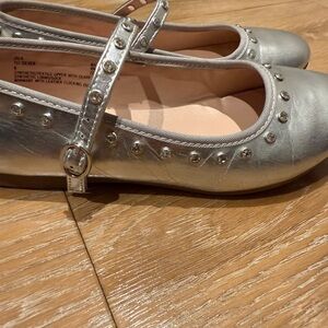 Silver Studded Mary Jane Flats